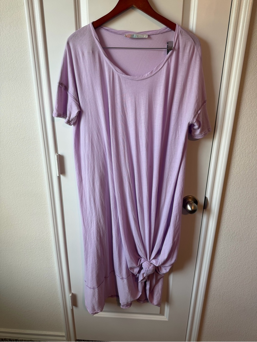 ⚡️FP Beach Light Lavender Short Sleeve Knot Hem Dress - 100% Cotton